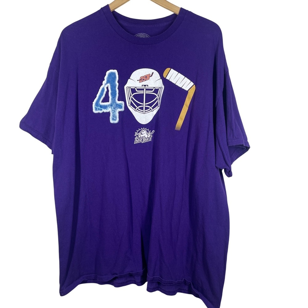 Orlando Solar Bears Hockey Enemy Ink Purple Graphic T-Shirt Mens 2XL 407 Goalie - Picture 1 of 5